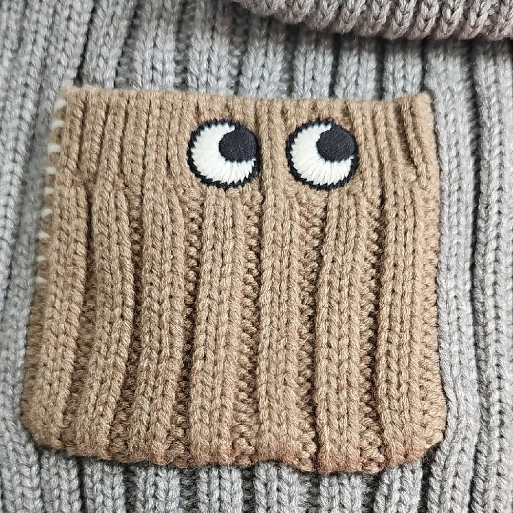 Anya Hindmarch Gray and Brown Ribbed Hat and Scarf Set - Picture 3 of 6